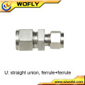 straight union ferrule connector stainless fittings for hydraulic